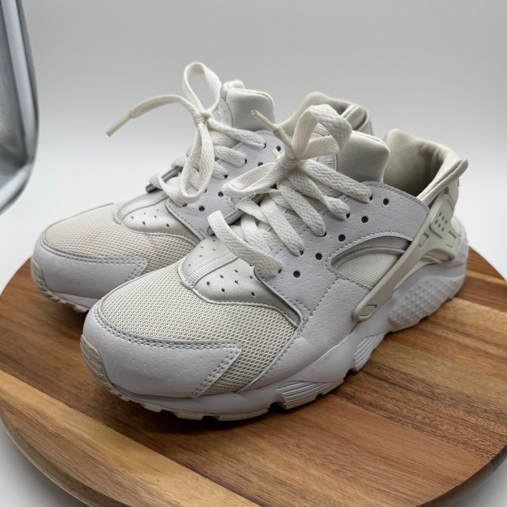 Nike Air Huarache GS Boys 6.5Y Girls 8 UK 6‎ Triple White running shoes  0816